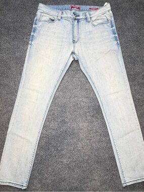 Guess Scotch Fit Skinny Jeans Mens 36x31 Light Wash Distressed Med Rise Denim